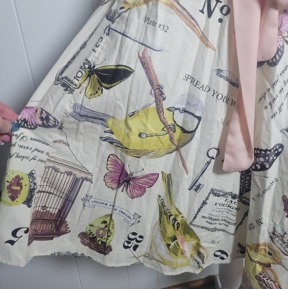 Retrolicious A Line Dress Birds Butterflies Pin Up Rockabilly Retro Modcloth SM - Picture 6 of 13